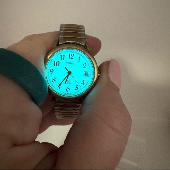 Timex Two-Tone Gold and Silver Expansion Band Watch with White Dial Indiglo - Picture 6 of 6